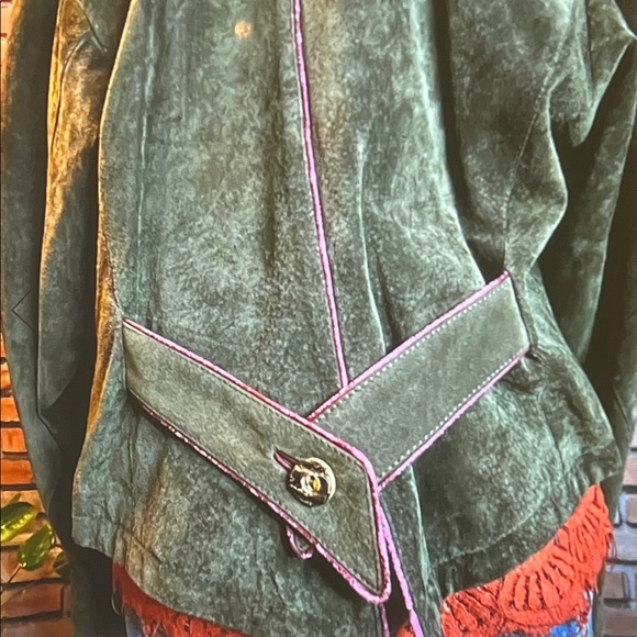 🧥 Vintage 80’s Kristall München Suede Leather Bavarian Alpine Couture - Sz Large - Picture 4 of 5